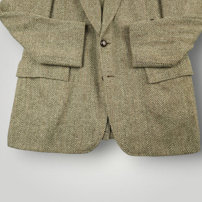 Vintage 60s Speckled Tropical Wool Tweed Herringbone Jacket 40R