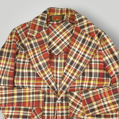 Vintage 60s Unstructured Cotton Patch Pocket Plaid Sack Jacket 36S