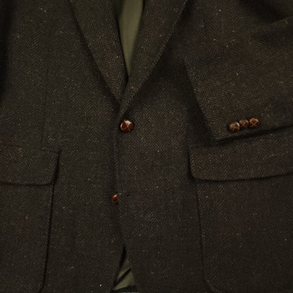Vintage 70s Ivy Style Patch Pocket Speckled Tweed Jacket Mens 40S Wool Herringbone