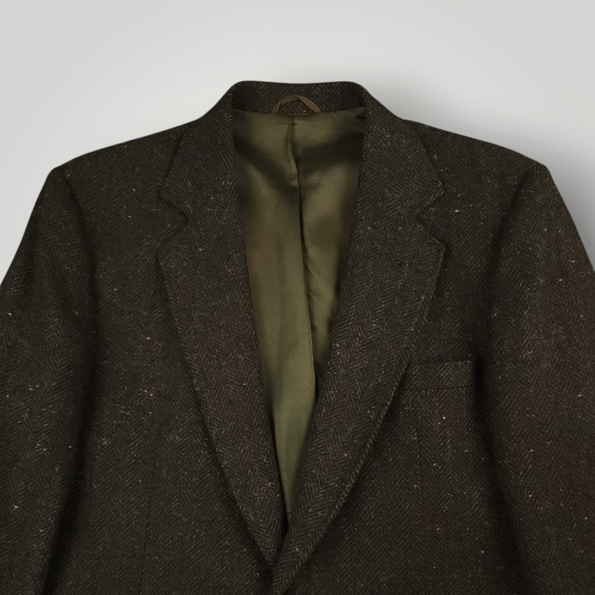 Vintage 70s Ivy Style Patch Pocket Speckled Tweed Jacket Mens 40S Wool Herringbone