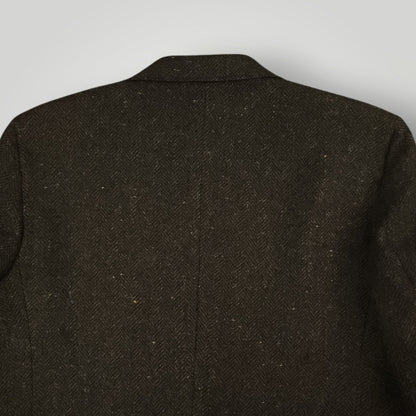 Vintage 70s Ivy Style Patch Pocket Speckled Tweed Jacket Mens 40S Wool Herringbone