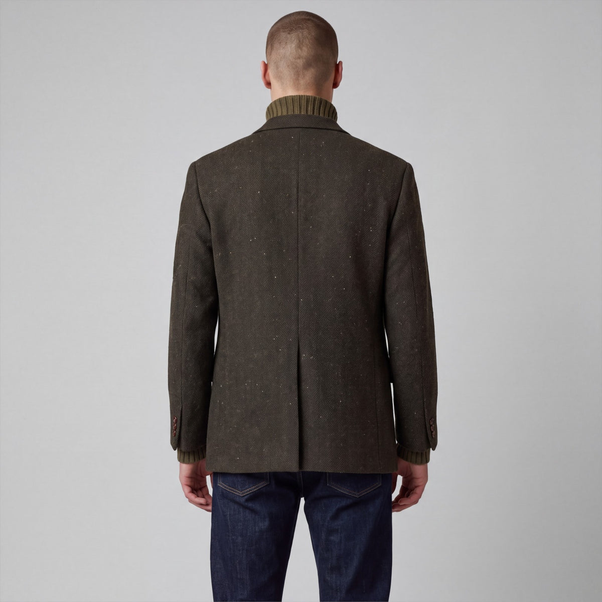 Vintage 70s Ivy Style Patch Pocket Speckled Tweed Jacket Mens 40S Wool Herringbone