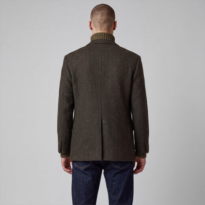 Vintage 70s Ivy Style Patch Pocket Speckled Tweed Jacket Mens 40S Wool Herringbone