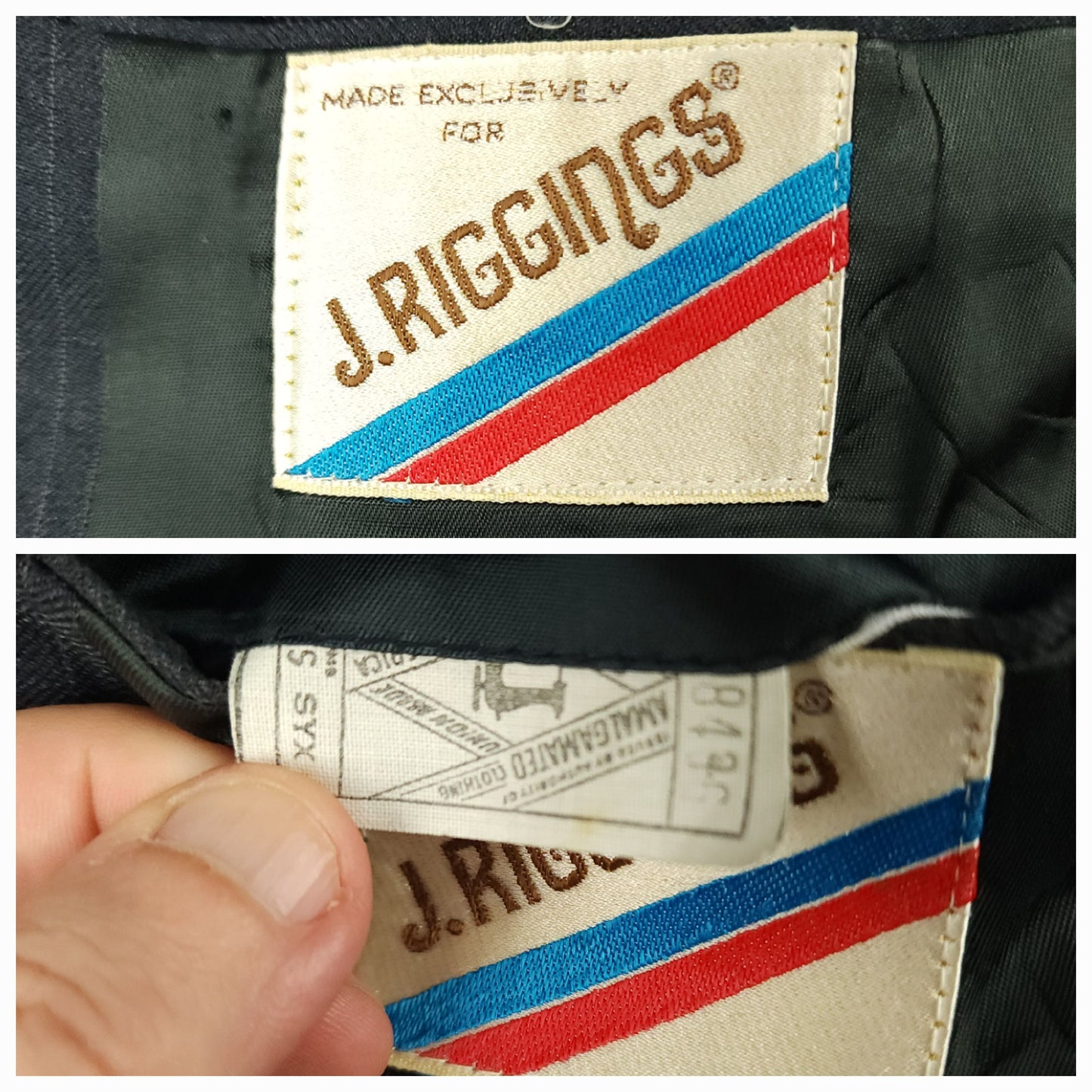 J. Riggings vintage suit label close up