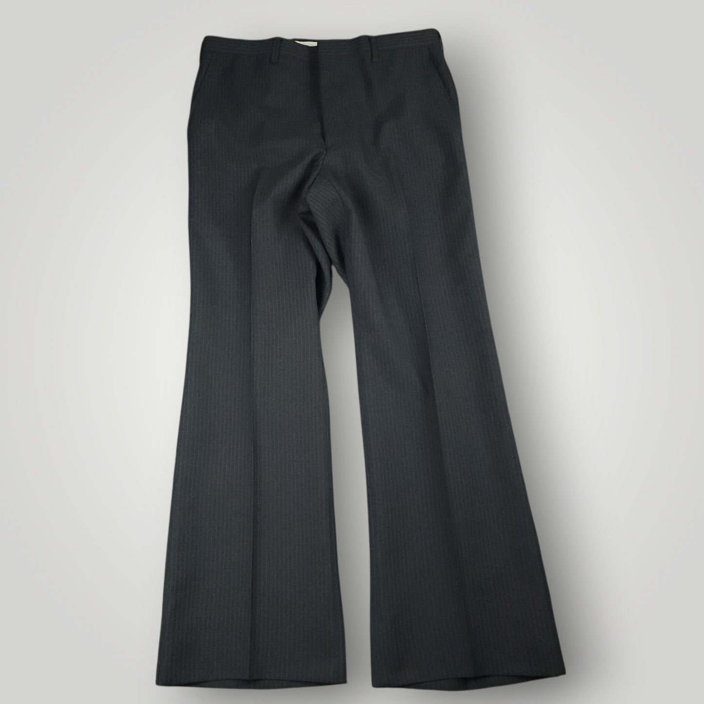 Vintage steel blue tropical wool suit trousers front view