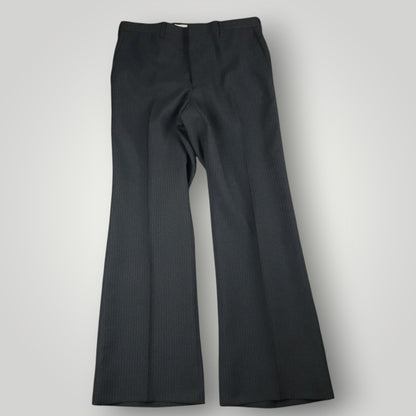 Vintage steel blue tropical wool suit trousers front view