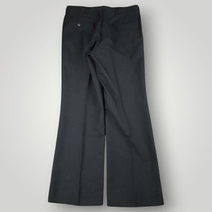 Rear view of vintage steel blue pinstripe trousers