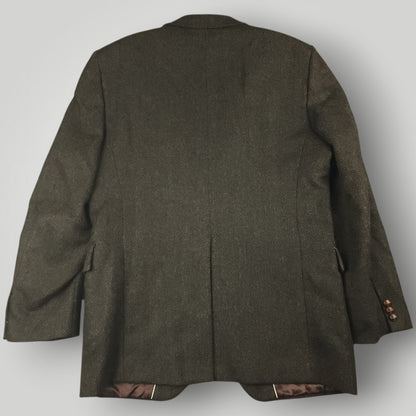 Vtg 80s Classic Fit Herringbone Tweed Jacket 44L