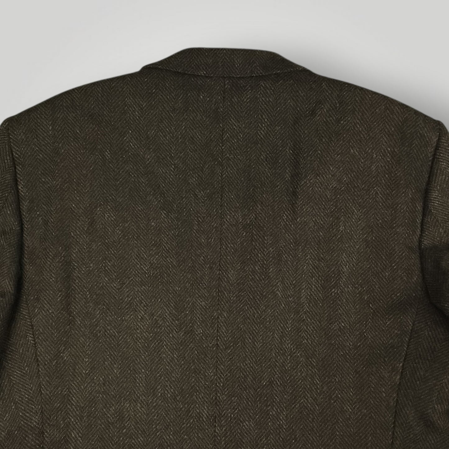 Vtg 80s Classic Fit Herringbone Tweed Jacket 44L