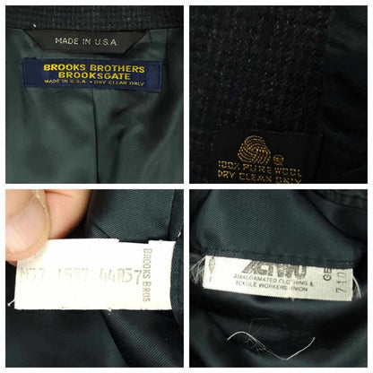 Vintage Brooks Brothers Brooksgate Wool 2 PC Wide Lapel Micro Dot Suit 44R/35S