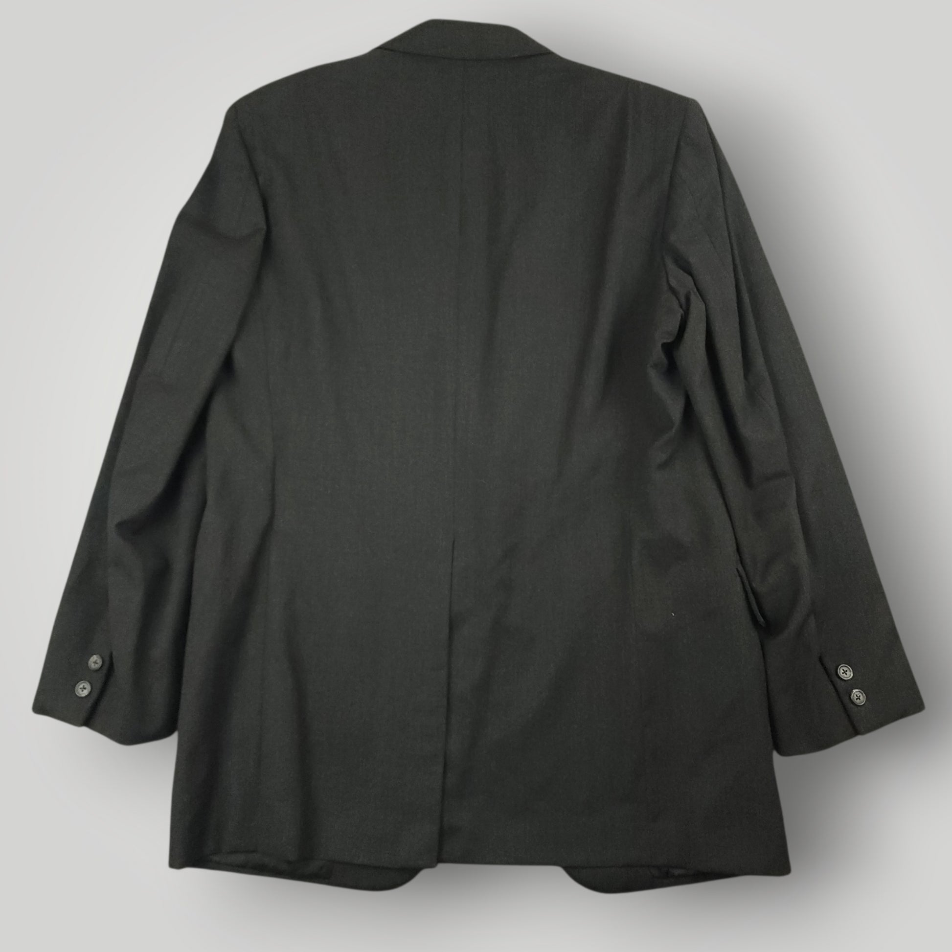 Rear view of vintage Brooks Brothers sack jacket showing classic hook vent construction