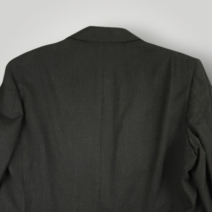 Rear shoulder detail of vintage Brooks Brothers sack jacket showing wool fabric texture
