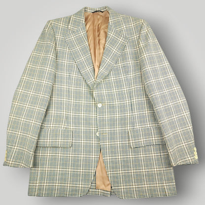 Vintage 60s Prince of Wales Check  Mad Men Sport Coat 44L