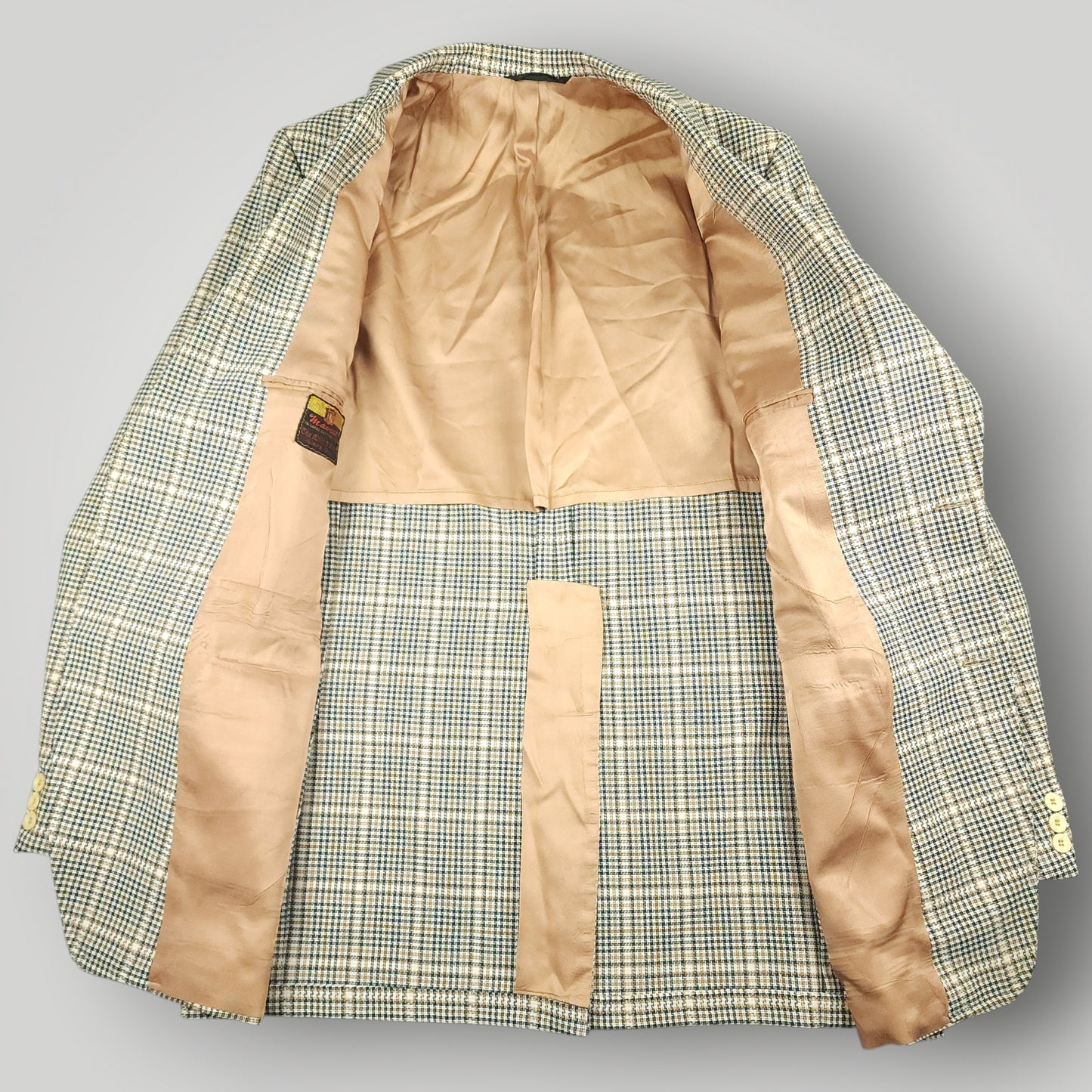 Vintage 60s Prince of Wales Check  Mad Men Sport Coat 44L