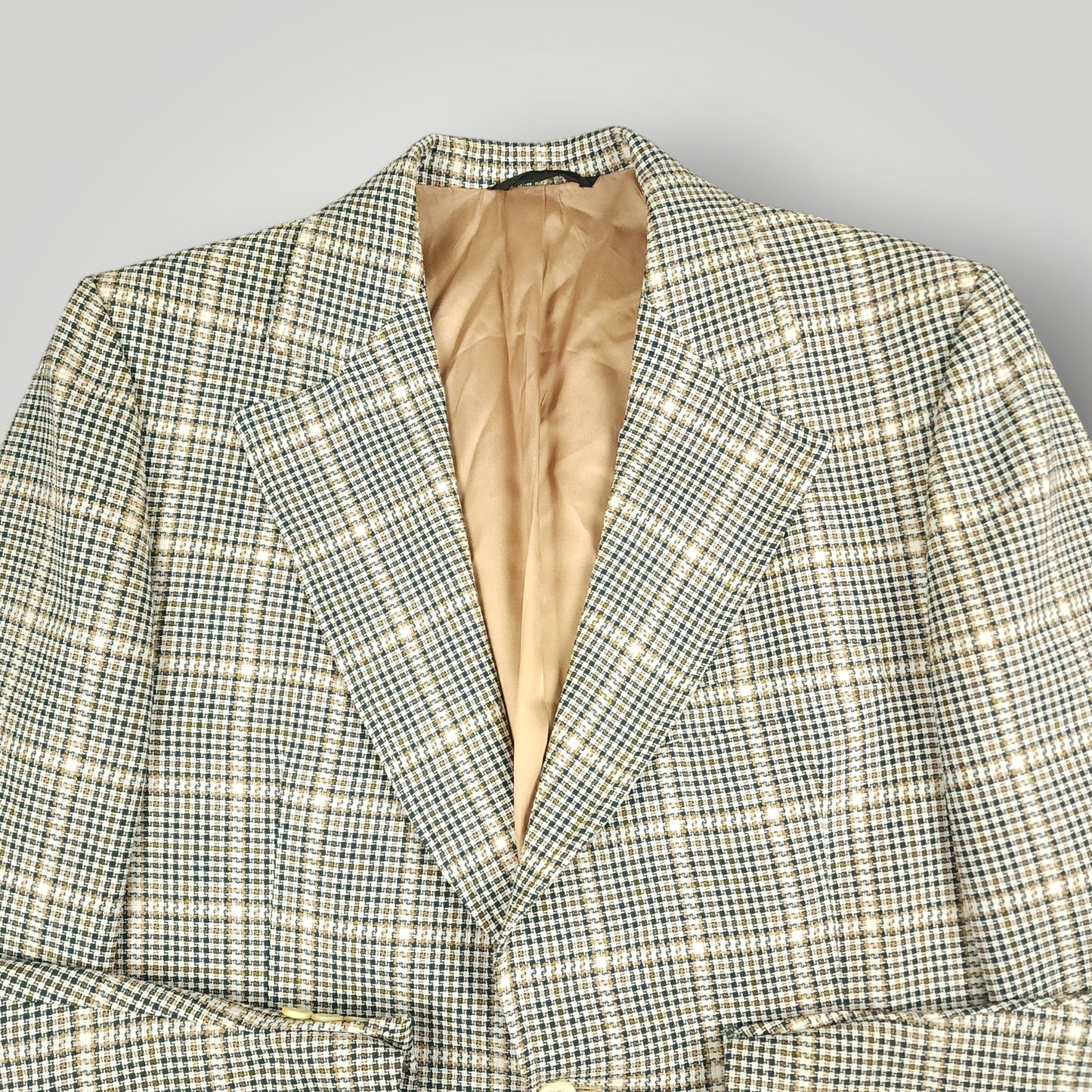 Vintage 60s Prince of Wales Check  Mad Men Sport Coat 44L