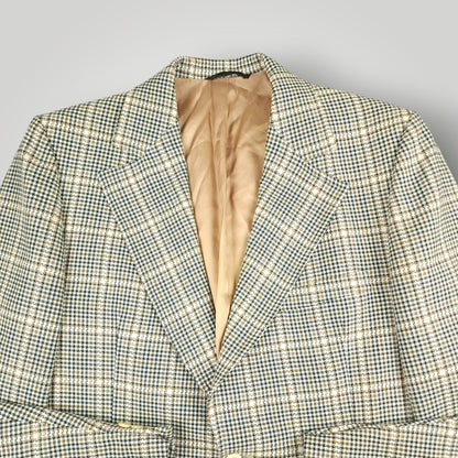 Vintage 60s Prince of Wales Check  Mad Men Sport Coat 44L