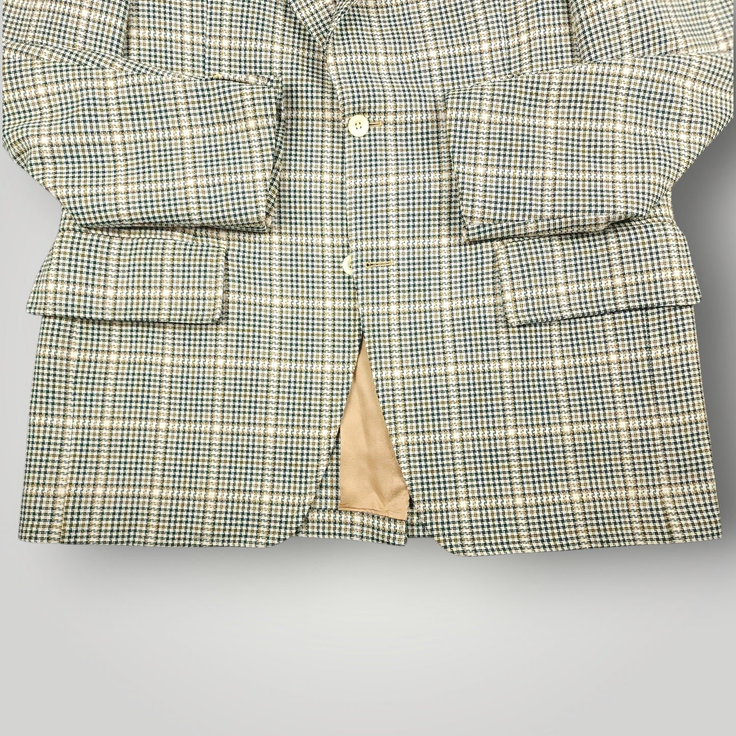 Vintage 60s Prince of Wales Check  Mad Men Sport Coat 44L
