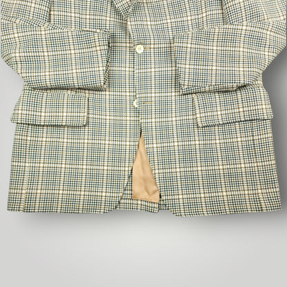Vintage 60s Prince of Wales Check  Mad Men Sport Coat 44L