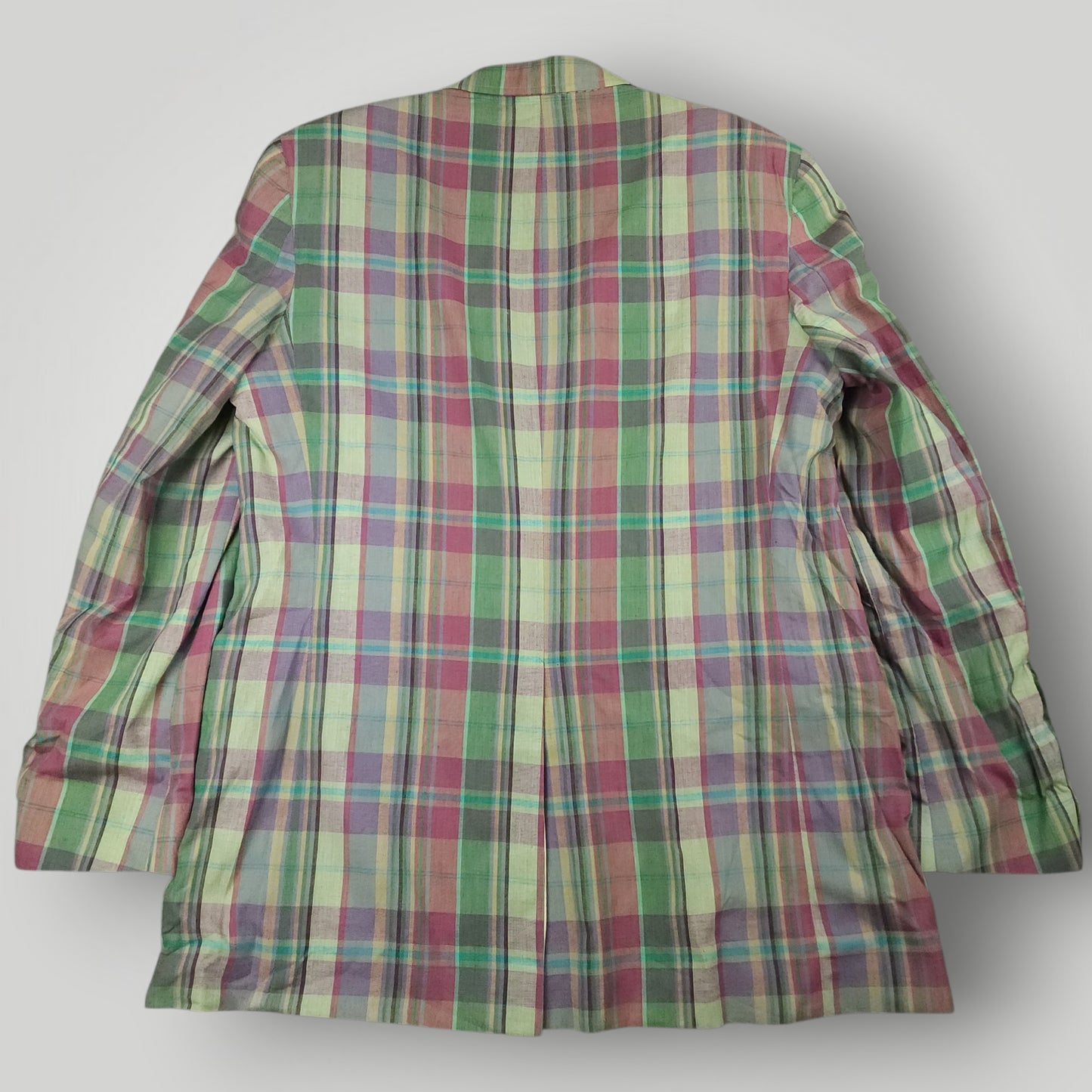 Vintage 70s Slub Cotton Madras Plaid Sport Coat 42R