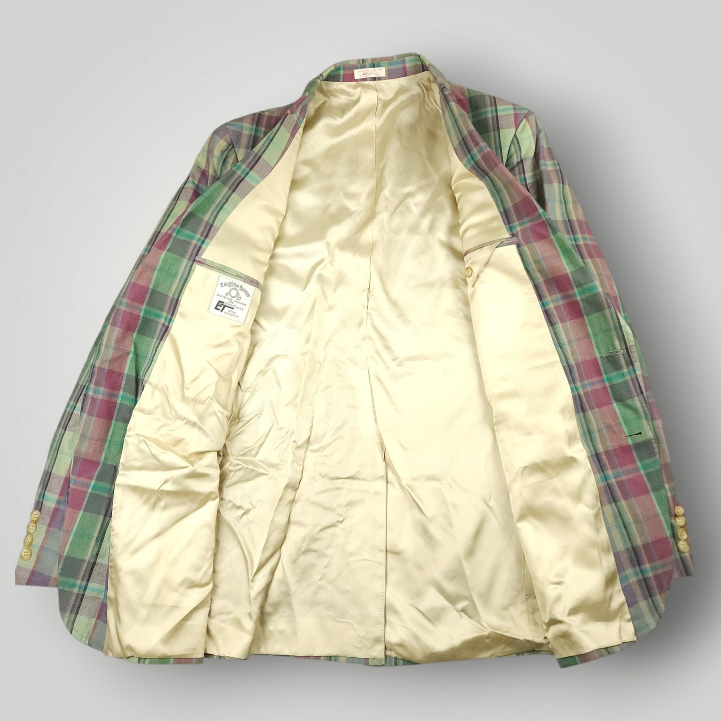 Vintage 70s Slub Cotton Madras Plaid Sport Coat 42R