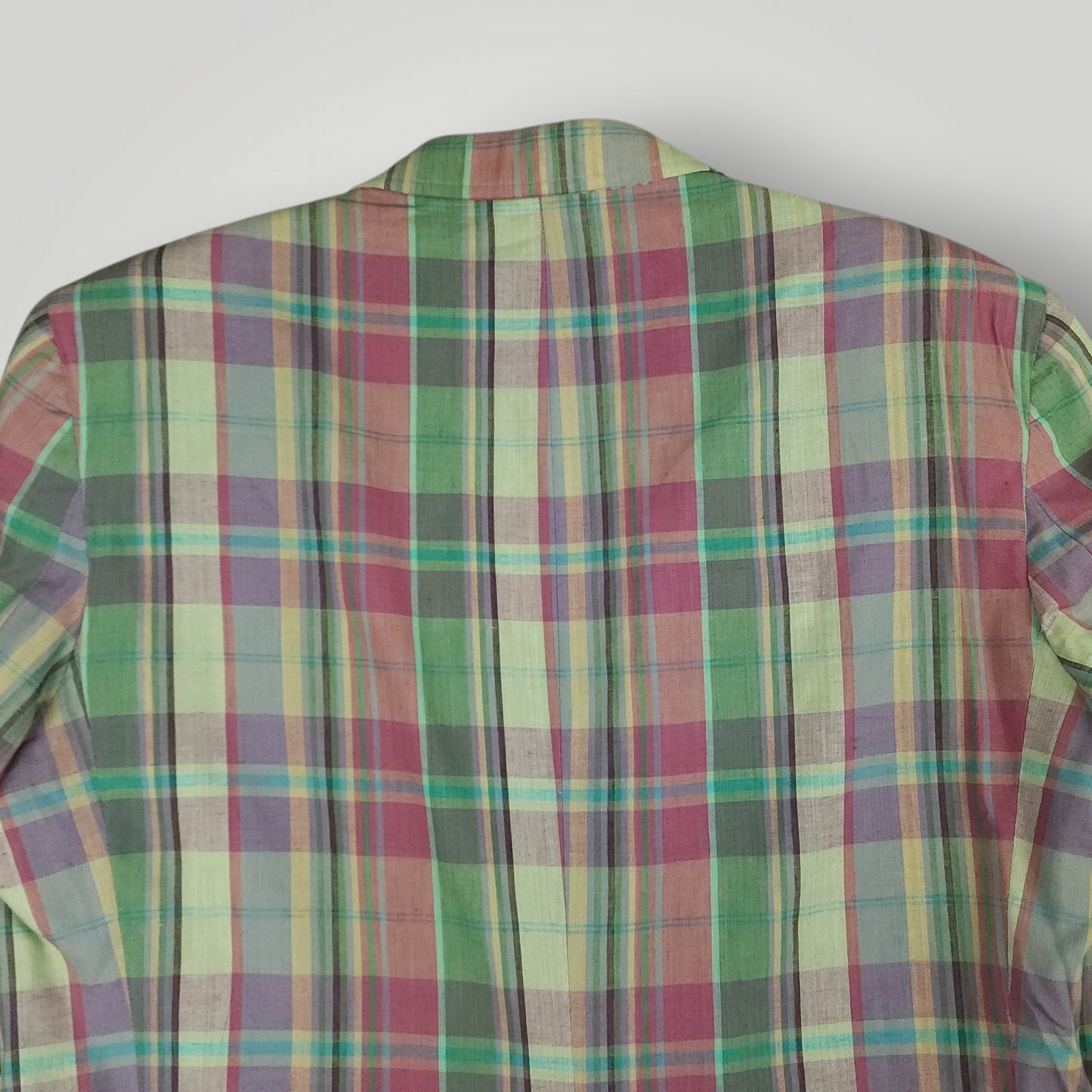 Vintage 70s Slub Cotton Madras Plaid Sport Coat 42R