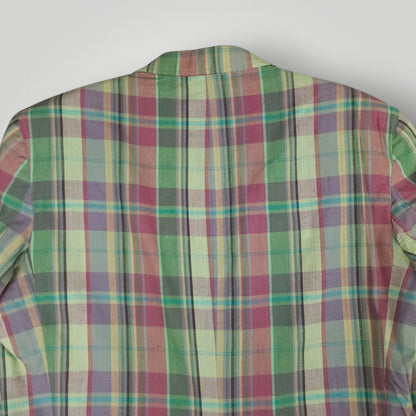 Vintage 70s Slub Cotton Madras Plaid Sport Coat 42R