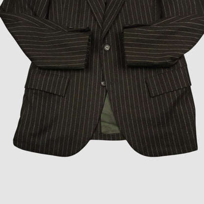 Vintage 50s Flannel Tropical Wool Rope Stripe Sport Coat 36S