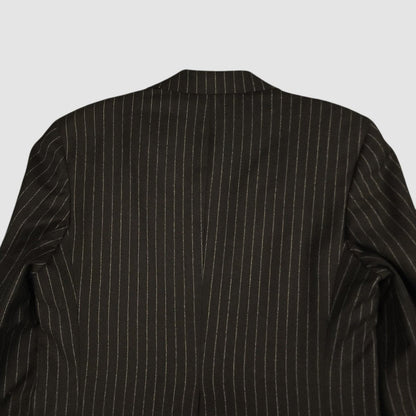 Vintage 50s Flannel Tropical Wool Rope Stripe Sport Coat 36S
