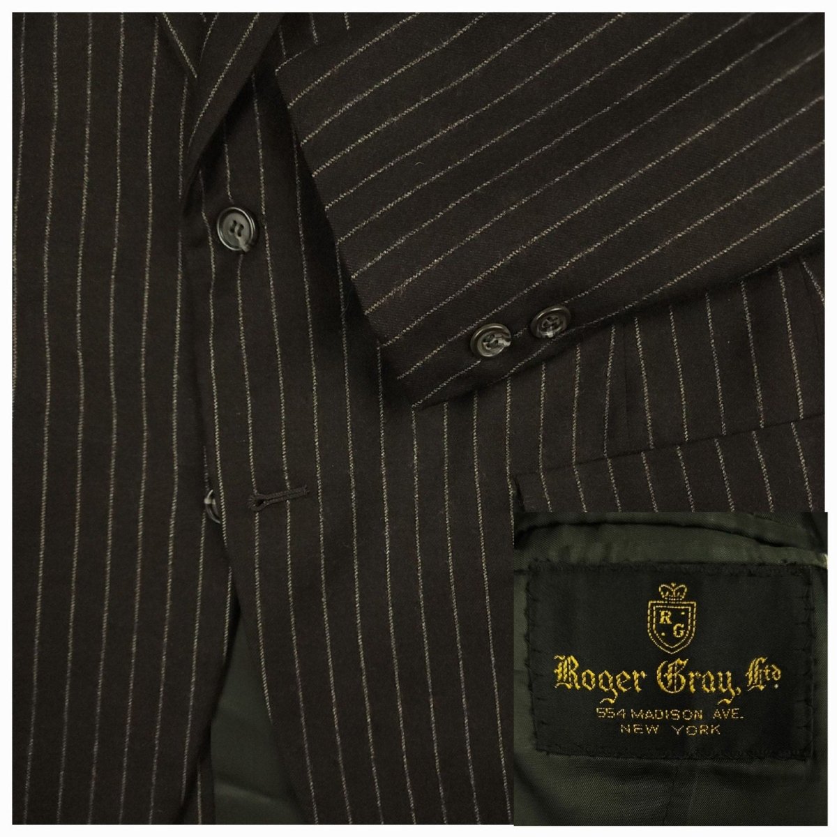 Vintage 50s Flannel Tropical Wool Rope Stripe Sport Coat 36S
