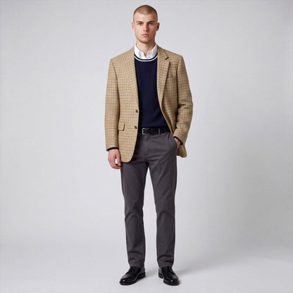 Vintage 60s Gun Club Check Wide Lapel Wool Classic Fit Tweed Jacket 42R
