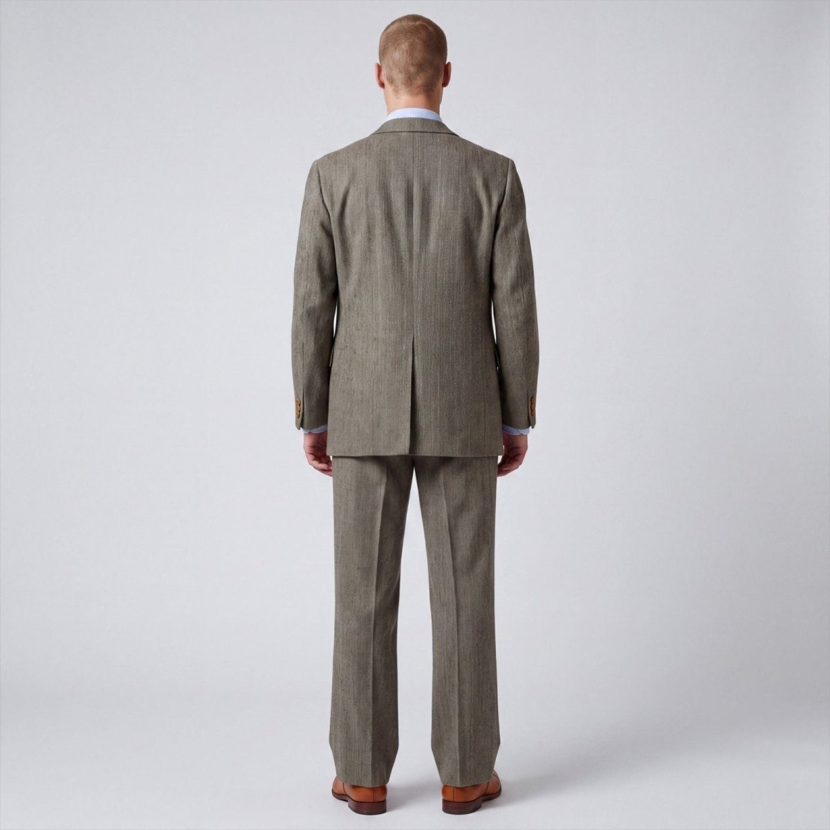 Vintage 60s Mens 2 Pc Herringbone Tweed Wool Suit 36S/30S