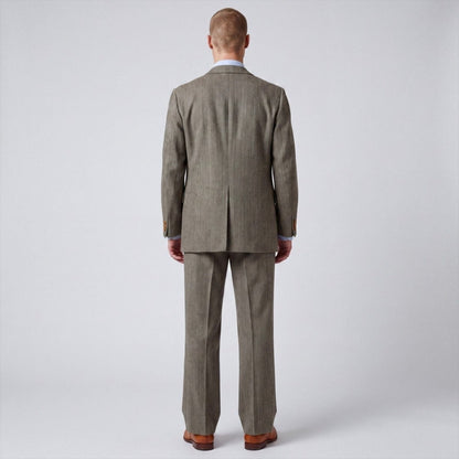 Vintage 60s Mens 2 Pc Herringbone Tweed Wool Suit 36S/30S
