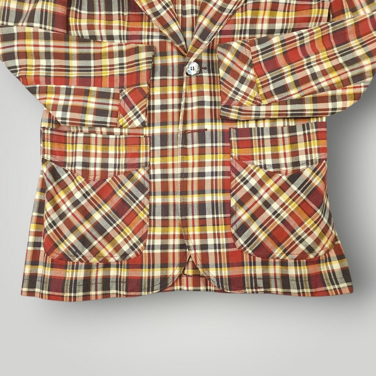 Vintage 60s Unstructured Cotton Patch Pocket Plaid Sack Jacket 36S