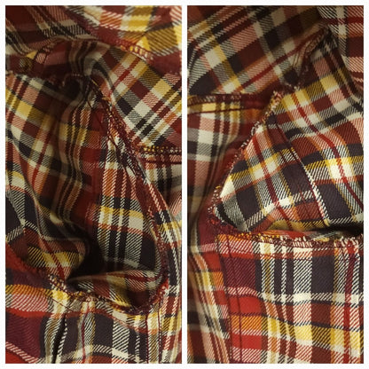 Vintage 60s Unstructured Cotton Patch Pocket Plaid Sack Jacket 36S