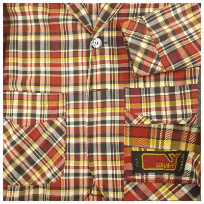 Vintage 60s Unstructured Cotton Patch Pocket Plaid Sack Jacket 36S