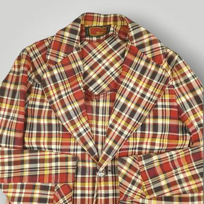 Vintage 60s Unstructured Cotton Patch Pocket Plaid Sack Jacket 36S