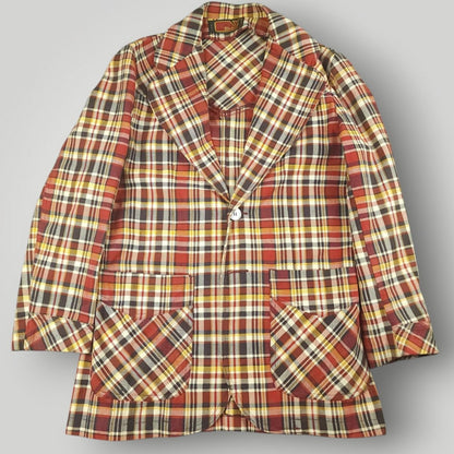 Vintage 60s Unstructured Cotton Patch Pocket Plaid Sack Jacket 36S