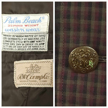 Vintage 70s Unstructured Classic Fit Wool Blend Tattersall Check Plaid Blazer 40R