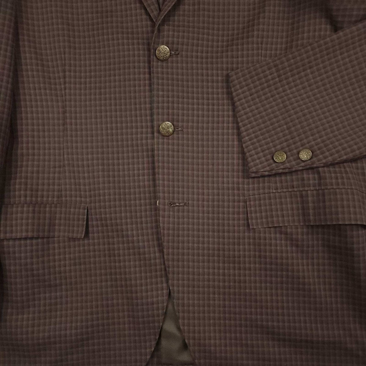 Vintage 70s Unstructured Classic Fit Wool Blend Tattersall Check Plaid Blazer 40R