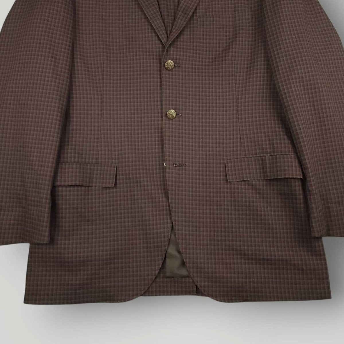 Vintage 70s Unstructured Classic Fit Wool Blend Tattersall Check Plaid Blazer 40R