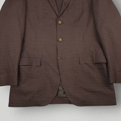 Vintage 70s Unstructured Classic Fit Wool Blend Tattersall Check Plaid Blazer 40R