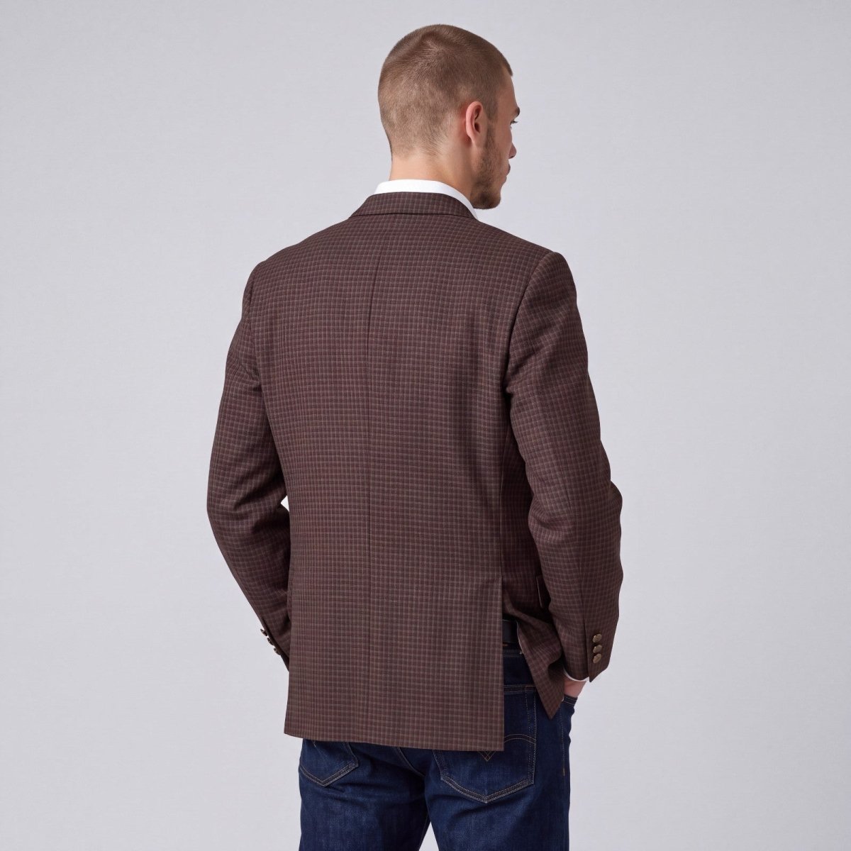 Vintage 70s Unstructured Classic Fit Wool Blend Tattersall Check Plaid Blazer 40R