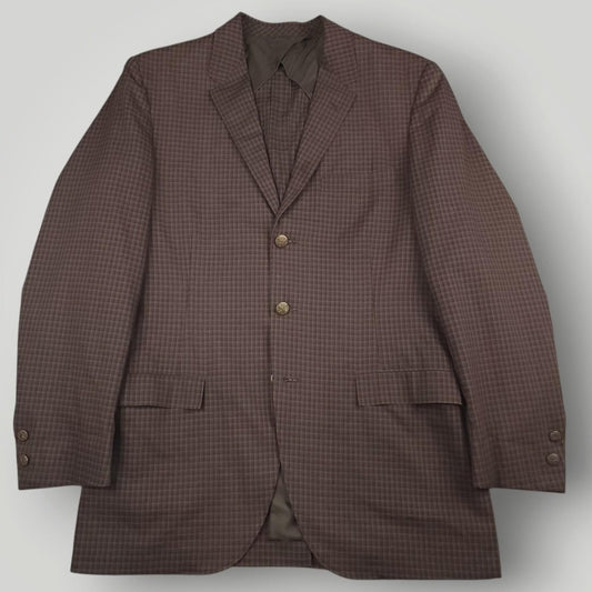 Vintage 70s Unstructured Classic Fit Wool Blend Tattersall Check Plaid Blazer 40R