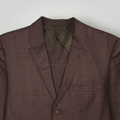 Vintage 70s Unstructured Classic Fit Wool Blend Tattersall Check Plaid Blazer 40R