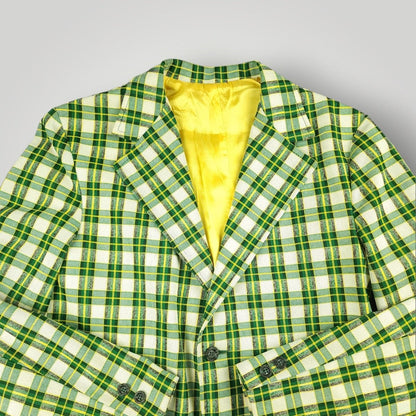 Vintage 70s Unstructured Polyester Tartan Plaid Sack Jacket 34S