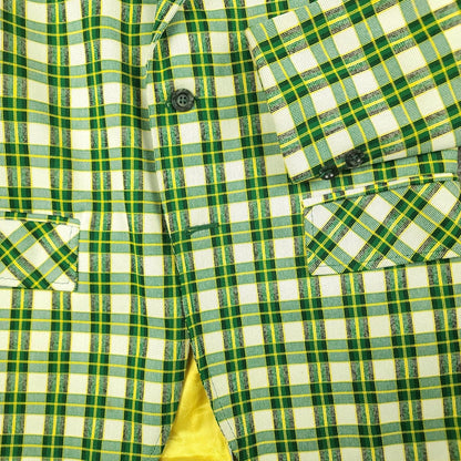 Vintage 70s Unstructured Polyester Tartan Plaid Sack Jacket 34S