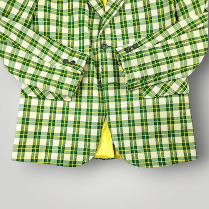 Vintage 70s Unstructured Polyester Tartan Plaid Sack Jacket 34S