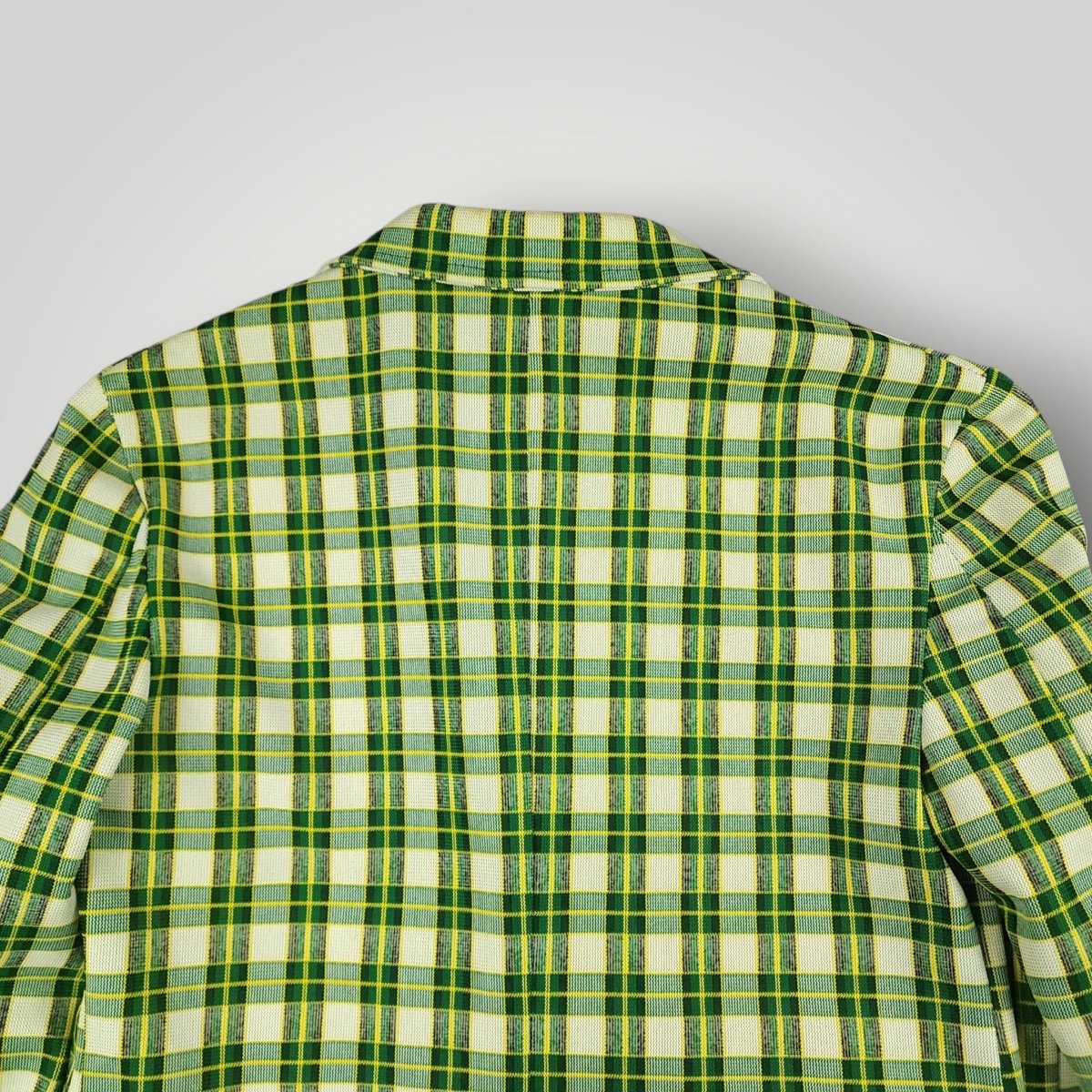 Vintage 70s Unstructured Polyester Tartan Plaid Sack Jacket 34S