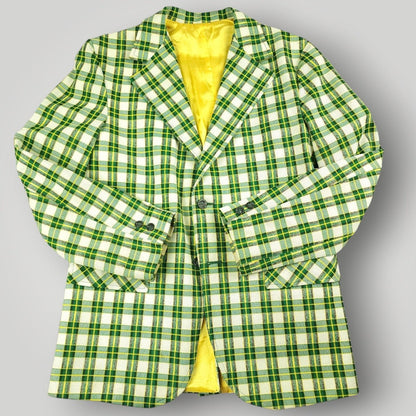 Vintage 70s Unstructured Polyester Tartan Plaid Sack Jacket 34S
