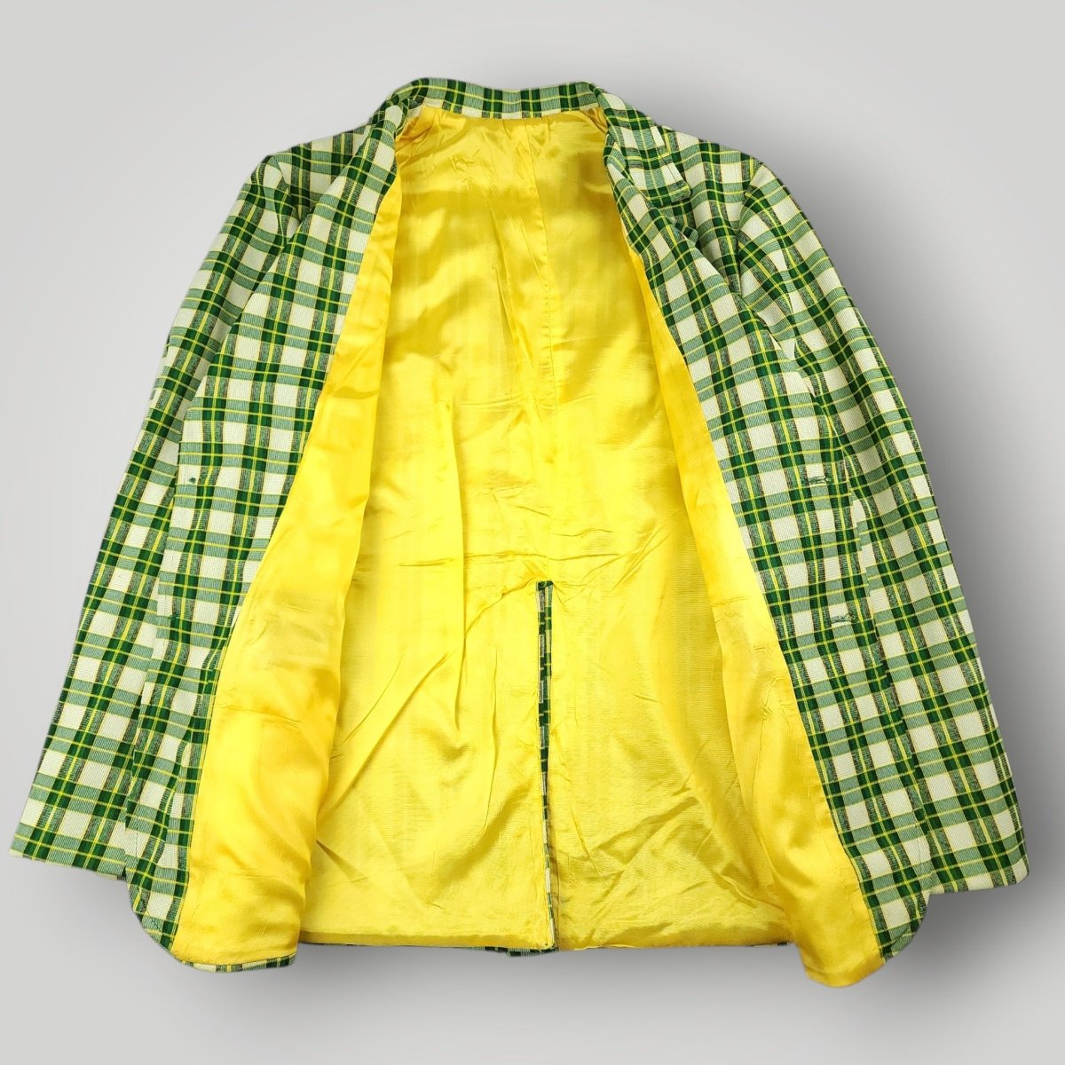 Vintage 70s Unstructured Polyester Tartan Plaid Sack Jacket 34S